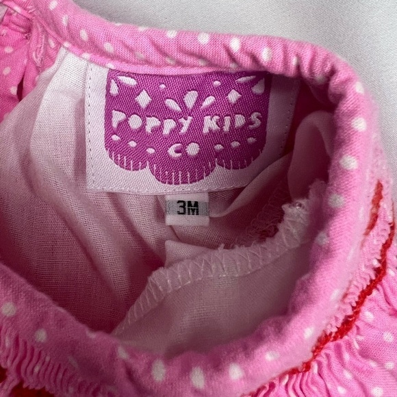 Poppy Kids Co 3 month pink polka dot valentines heart bubble Savannah Monogram - Picture 6 of 6